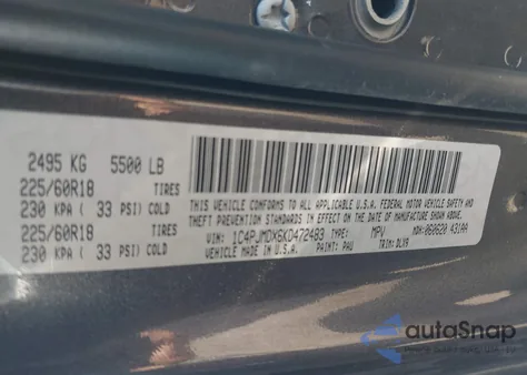 2019 Jeep Cherokee Limited 4X4 from USA, damaged, VIN 1C4PJMDX6KD472483